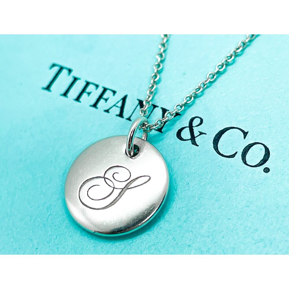 Tiffany & Co. Notes Initial Letter S Disc Pendant Necklace Sterling Silver 16"
